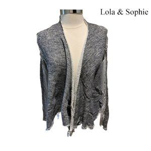 Lola and Sophie Anthropologie Grey Open Front Waterfall Cardigan Sweater